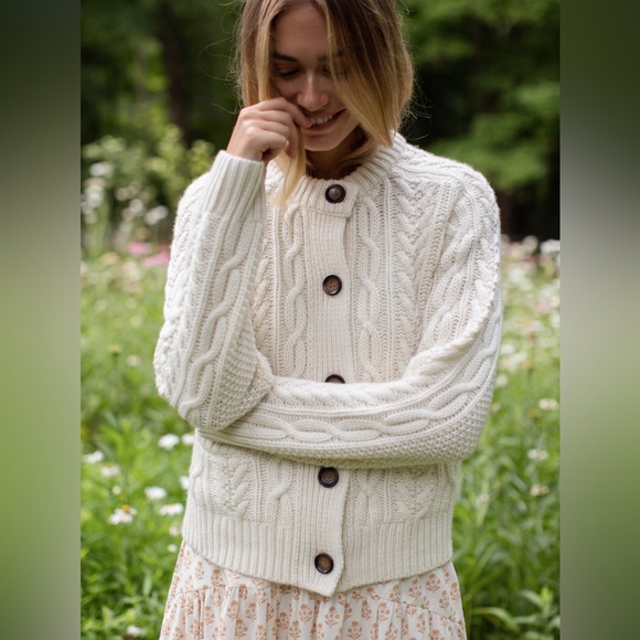 Marea by Liz Joy Sweaters - Ivory Amalie Cashmere Cardigan, Marea by Liz Joy Medium